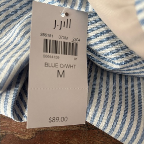 JJill’s NWT Striped blue and white stretch  linen  pants in size medium . - Picture 4 of 12